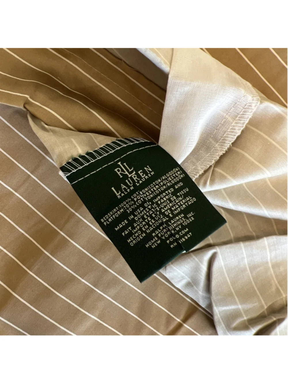 Ralph Lauren 52nd Street Caramel Pinstripe Sateen King Pillowcases Vintage NWOT